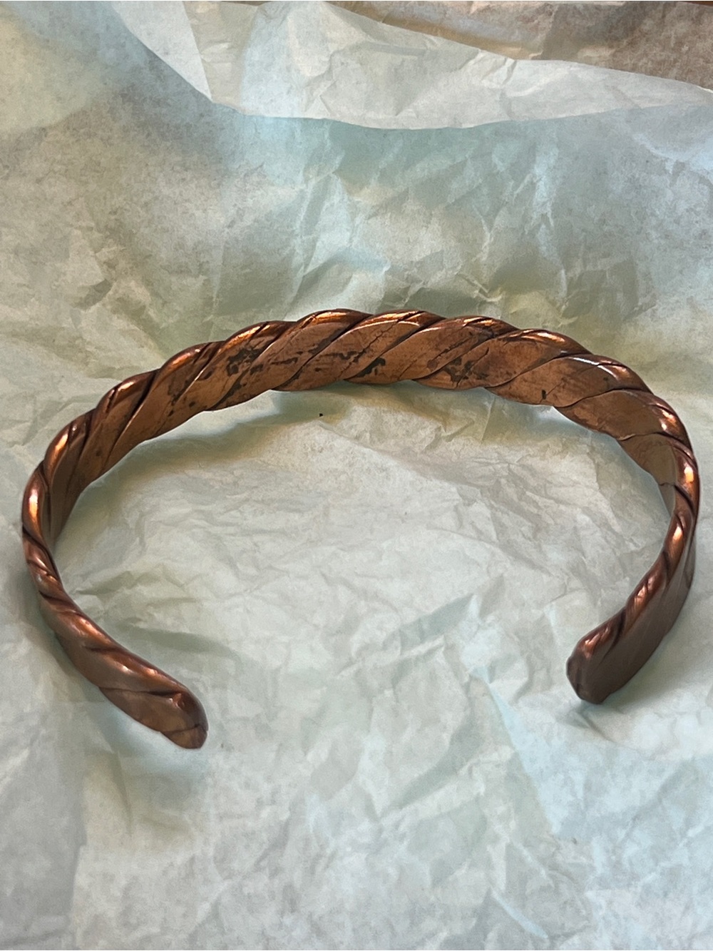 Vintage Aged Twisted Copper Cuff Bracelet - Picture 3 of 7